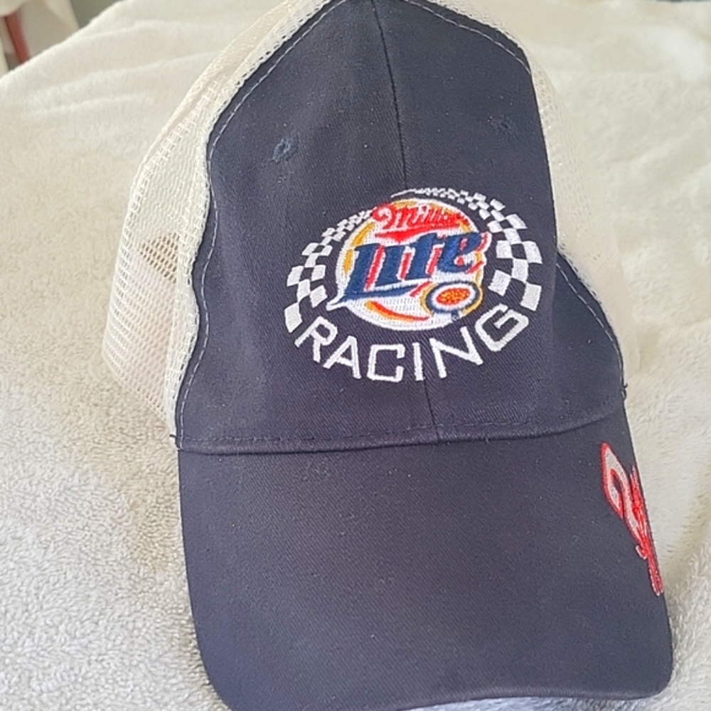 Kurt Busch #2 NASCAR Miller Lite Racing Hat. Velcro Back Tab Apprx 22" Around.